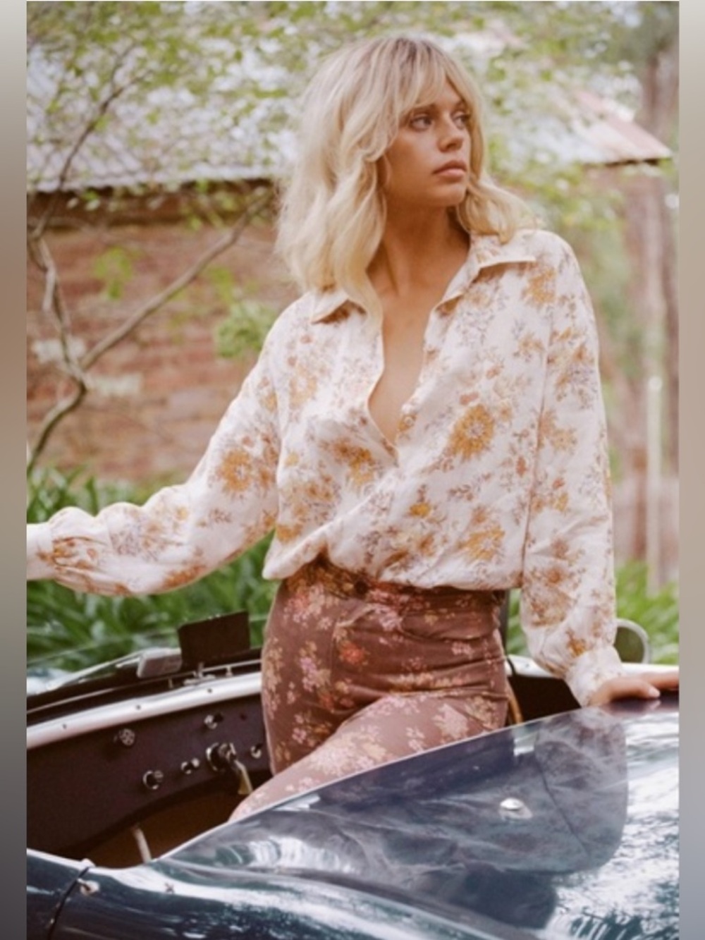 Free People X Spell Meadowland Linen Blouse Buttondown Top | Cream | XS | NWT - Picture 6 of 16